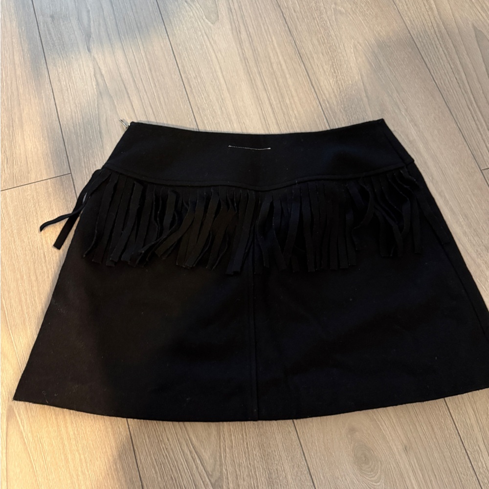 MM6 Maison Martin Margiela Black Fringe Mini Skirt